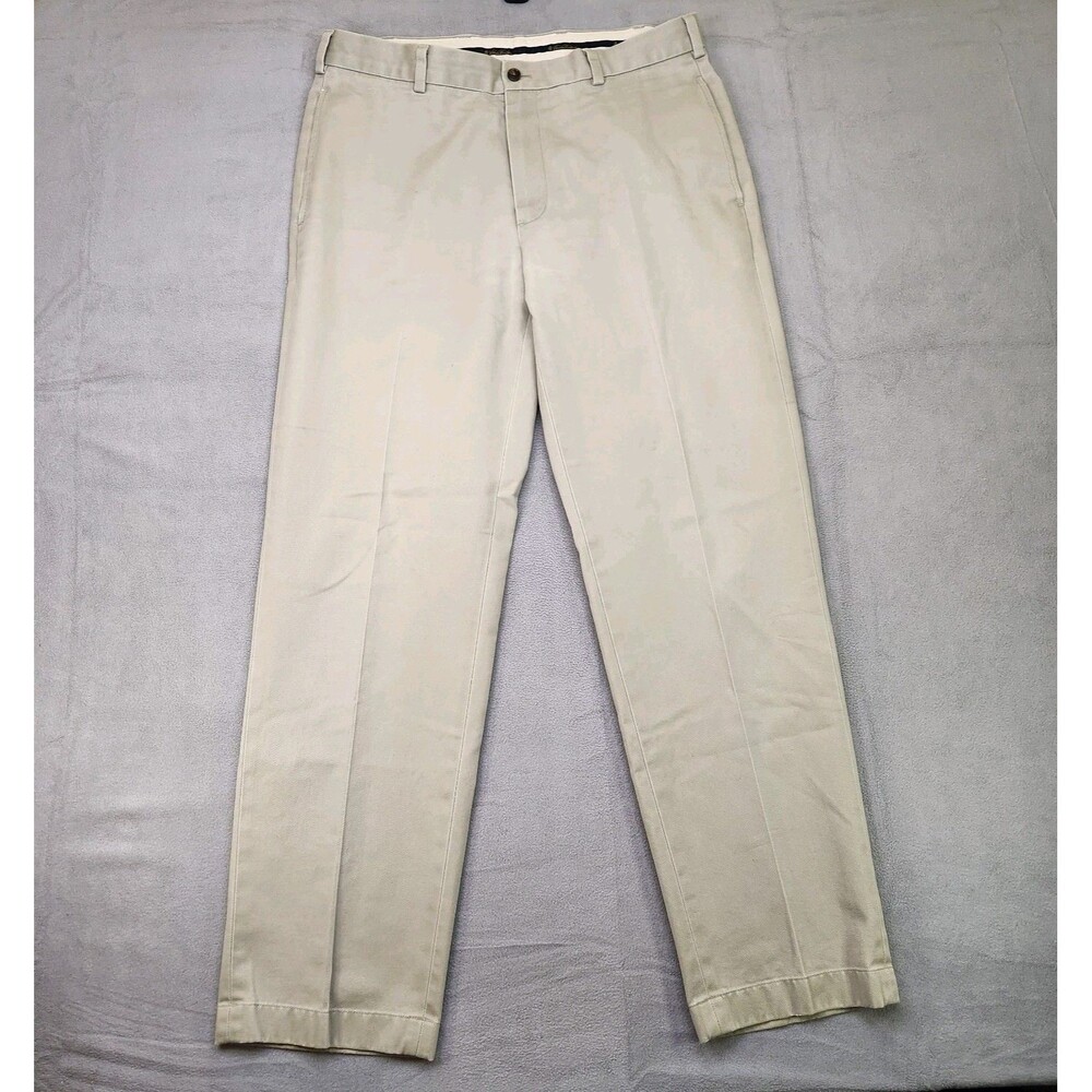 Brooks Brothers Clark Advantage Chino Pants Mens 35x32 Stone Beige Straight Flat